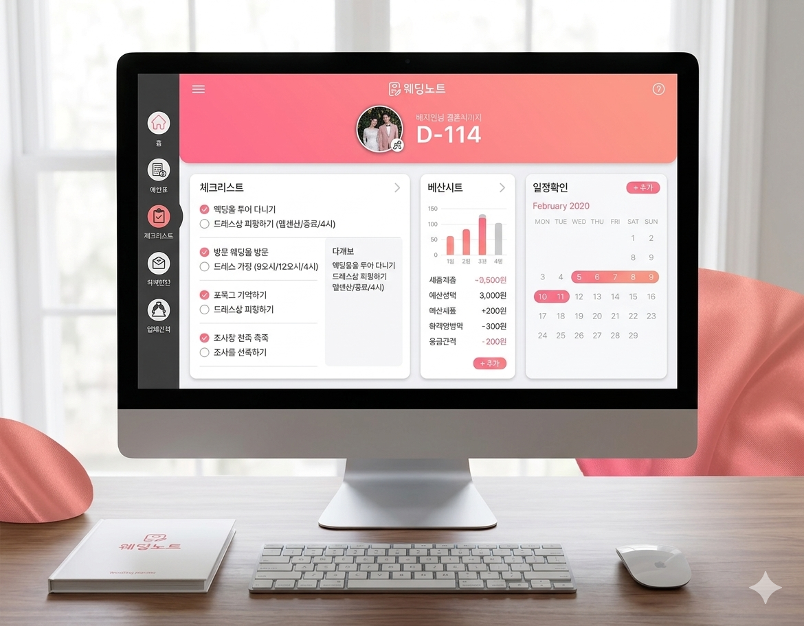 결혼준비 예산관리 모바일 앱 미리보기